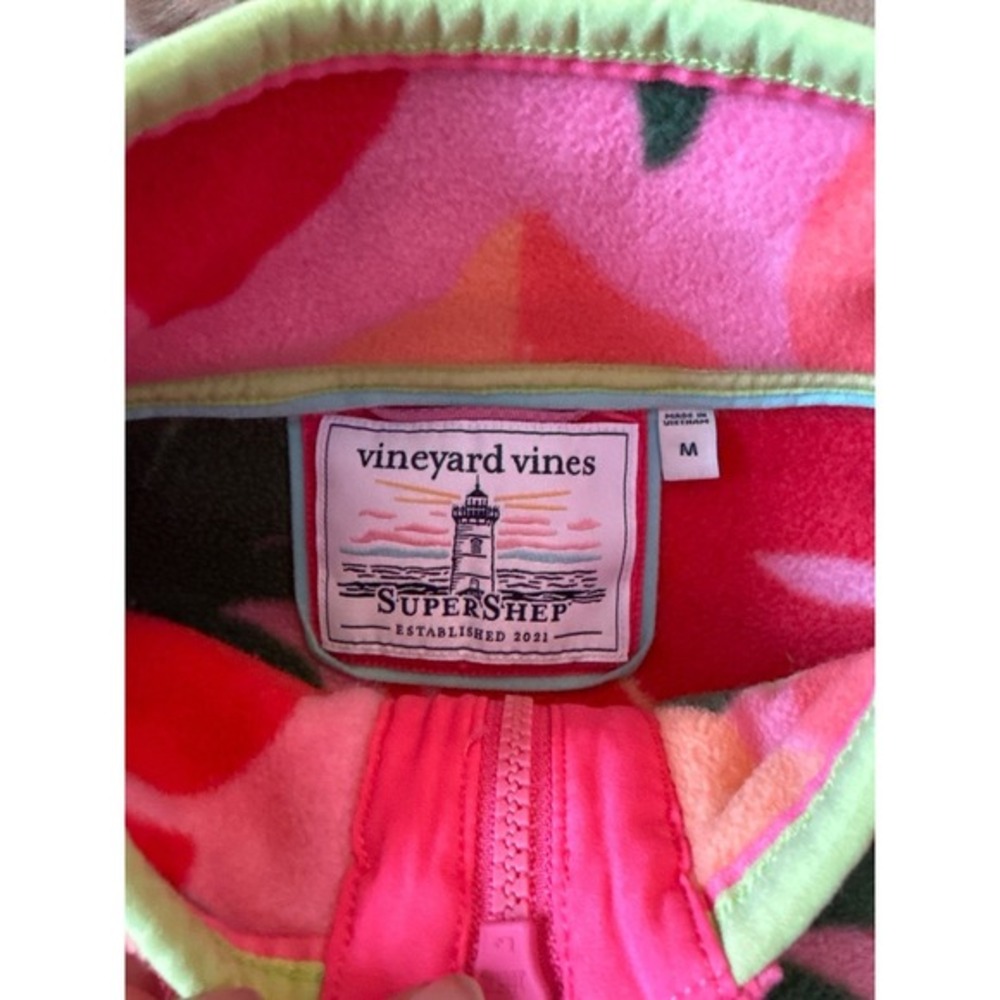 Vineyard‎ Vines SuperShep Fleece Quarter Zip Women's M Tropical Print Preppy - Picture 6 of 12